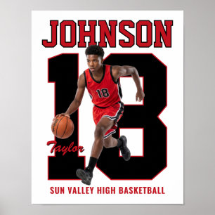 Póster Jugador de Baloncesto Senior Número Foto Personali