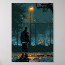Jugador de Baloncesto Solitario por la Noche