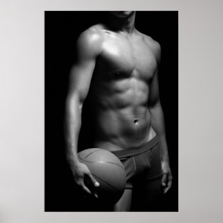 Póster jugador de baloncesto W6 en blanco y negro