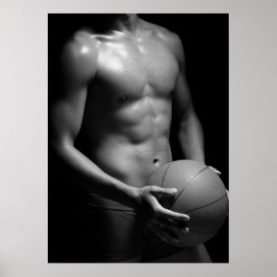 Póster Jugador de baloncesto W7 en blanco y negro