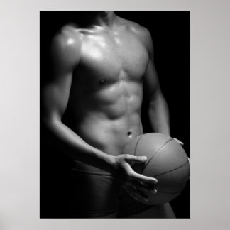 Póster Jugador de baloncesto W7 en blanco y negro