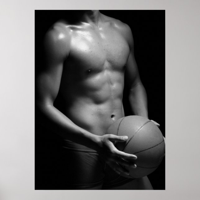 Póster Jugador de baloncesto W7 en blanco y negro (Frente)