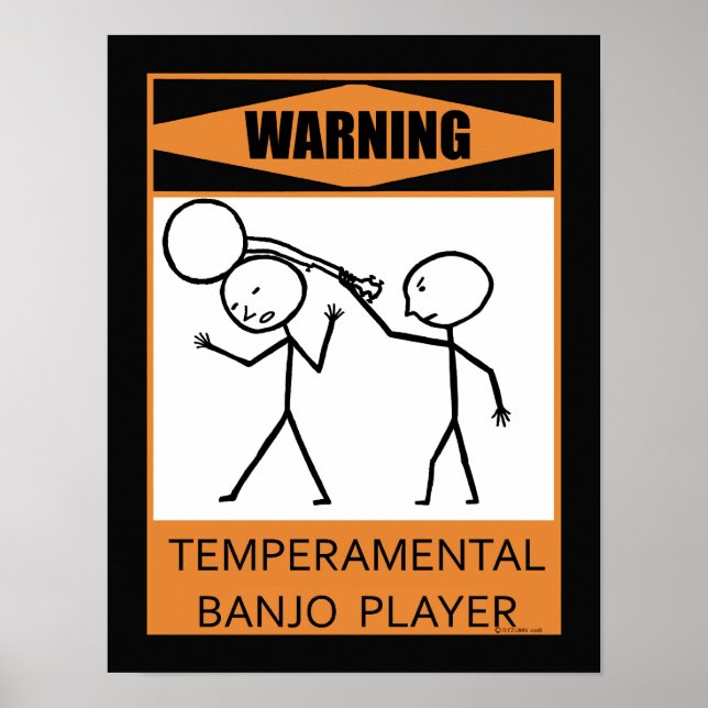 Póster Jugador de Banjo Temperamental de Aviso (Frente)