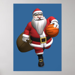 Póster Jugador de básquet de Papá Noel