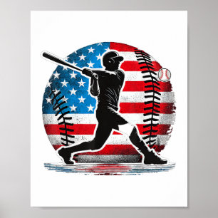 Póster jugador de béisbol americano bateador con Estados