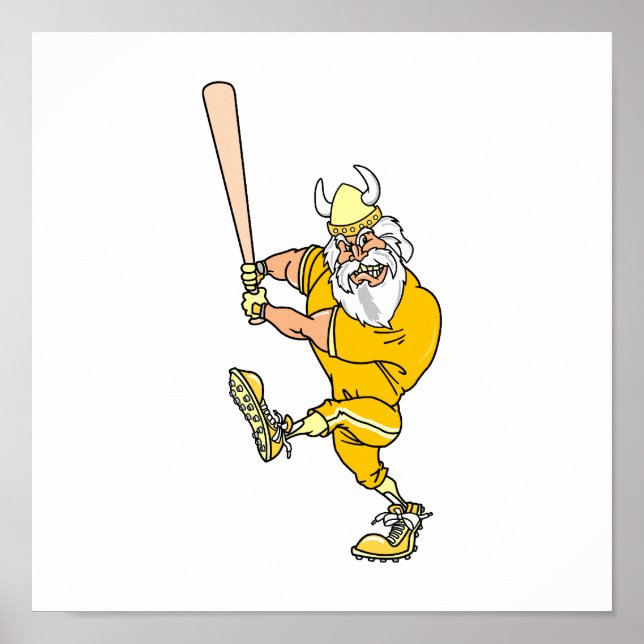 Póster Jugador de béisbol Angry Viking (Frente)