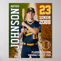 Jugador de béisbol clase senior foto personalizada