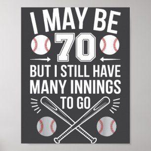 Póster Jugador de béisbol de 70 años Fiesta de cumpleaños