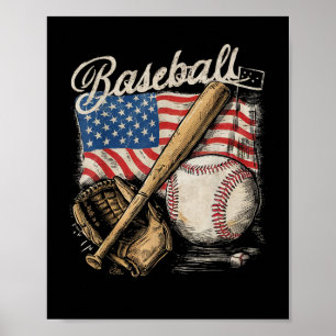 Póster Jugador de béisbol de la bandera americana Bate Fa