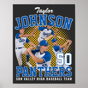 Póster Jugador de béisbol Foto personalizada Bootleg Retr
