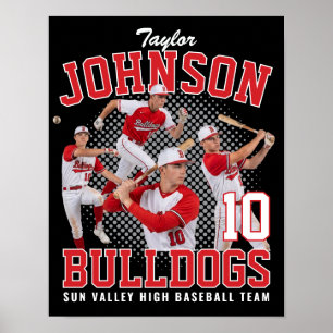 Póster Jugador de béisbol Foto personalizada Retro Bootle