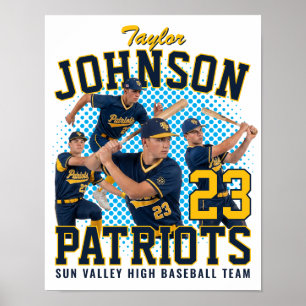 Póster Jugador de béisbol Foto personalizada Retro Bootle
