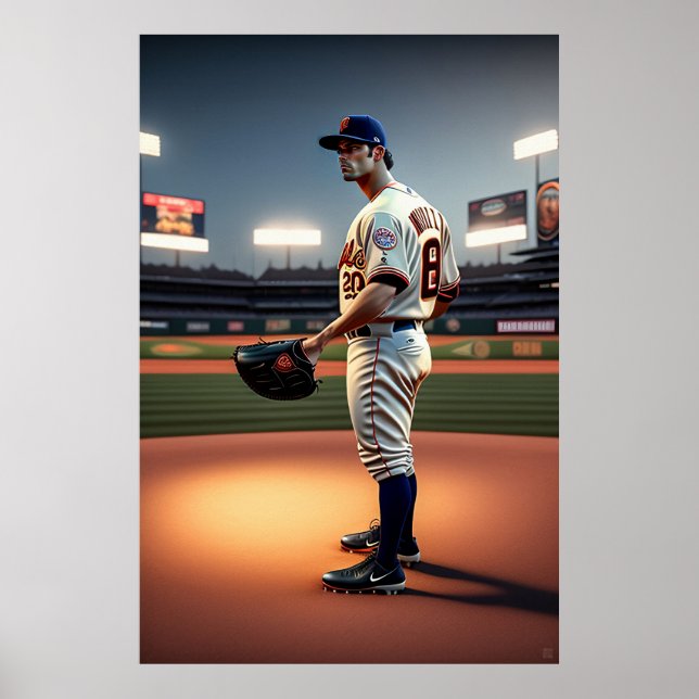 Póster Jugador de béisbol - Lienzo Art Print (Frente)