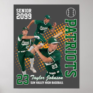 Póster Jugador de béisbol senior Collage de fotos persona