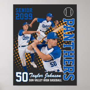Póster Jugador de Béisbol Senior Foto Personalizada