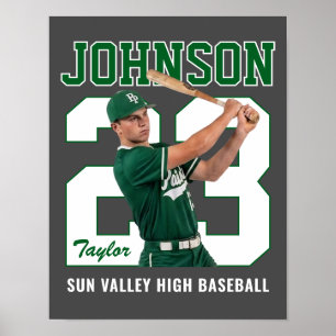 Póster Jugador de béisbol senior número foto personalizad