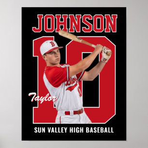 Póster Jugador de béisbol senior número foto personalizad