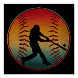 Póster Jugador de béisbol vintage
