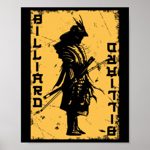 Póster Jugador de Billetes Samurai Japón Guerrero Snooker