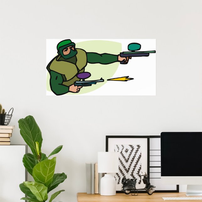 Póster Jugador de bola de pintura con deportes de acción  (Subido por el creador)