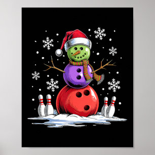 Póster Jugador de bolos de Snowman Navidades de Santa Hat