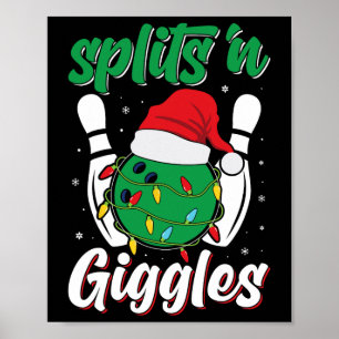 Póster Jugador de bolos divertidos y risas Navidad Bolos