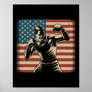 Póster Jugador de boxeo patriótico bandera de los Estados