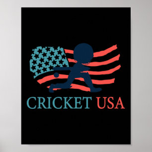 Póster Jugador de cricket Equipo de cricket Usa Entrenado