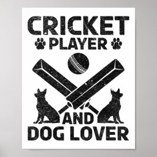 Póster Jugador de cricket y amante de los perros - Dueño 