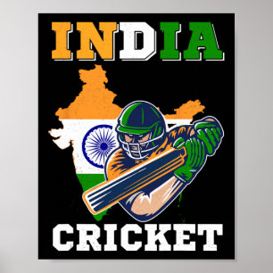 Póster Jugador de críquet de la India Bandera Jersey Depo