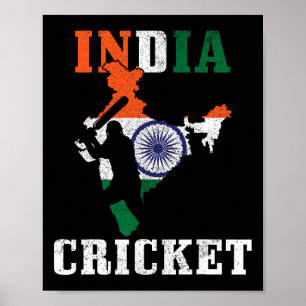 Póster Jugador de críquet de la India Deportes Bandera in