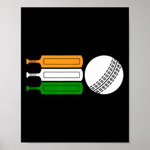 Póster Jugador de críquet de la India Ll bandera india eq