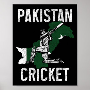 Póster Jugador de críquet de Pakistán Bandera de Pakistán
