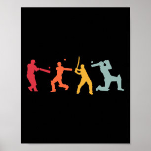 Póster Jugador de críquet Deporte de críquet Vintage Críq