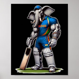 Póster Jugador de críquet elefante de la India Cricketer 
