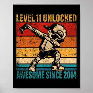 Póster Jugador de cumpleaños de 11 años Dabbing Boy 11º n