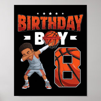 Póster Jugador de Dabbing Bysketbyll de 8 años Niño de 8