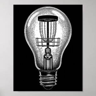 Póster Jugador de Disc Golf Luz Bombilla Boceto Buena Ide