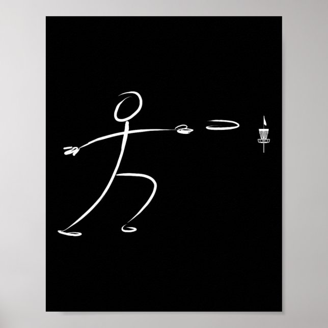 Póster Jugador de Disc Golf Stickman Divertido Lanzando D (Frente)