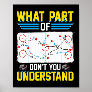 Póster Jugador de entrenador divertido de hockey qué part