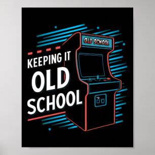 Póster Jugador de escuela antigua vintage de juegos de ar