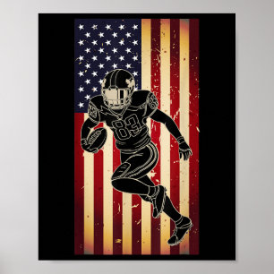 Póster Jugador de fútbol americano bandera de EE. UU. Org