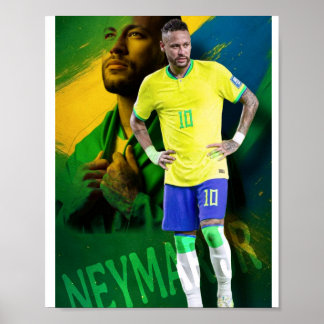 Póster jugador de fútbol brasileño neymar jr