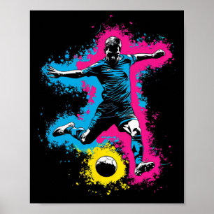 Póster Jugador De Fútbol Colorido Para Hombres Mujeres Ni