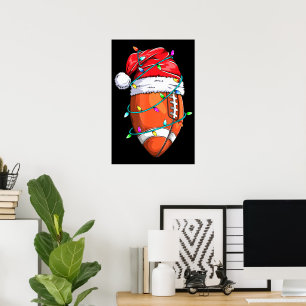 Póster Jugador de Fútbol con Gorro de Santa en Navidad