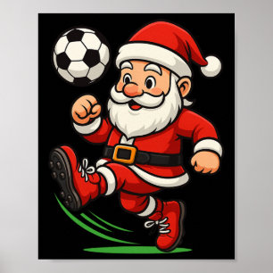 Póster Jugador de fútbol de Santa Navidad Xmas niños homb