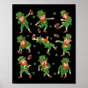 Póster Jugador de fútbol de St Patricks Day Leprechaun
