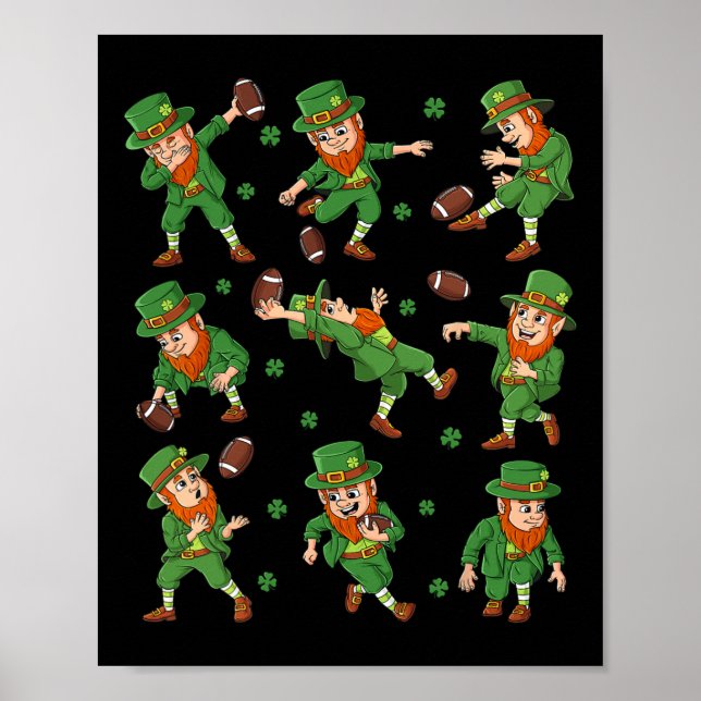 Póster Jugador de fútbol de St Patricks Day Leprechaun (Frente)