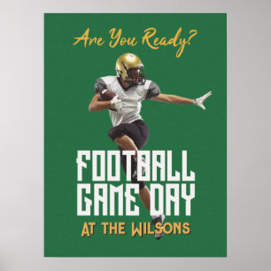 Póster Jugador de Fútbol Día del Partido Verde