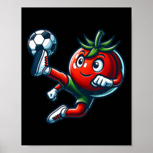 Póster Jugador de fútbol divertido de tomate pateando mas